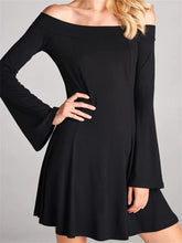 Elegant Off Shoulder Solid Color Long Sleeve Party Mini Dress InsStreet